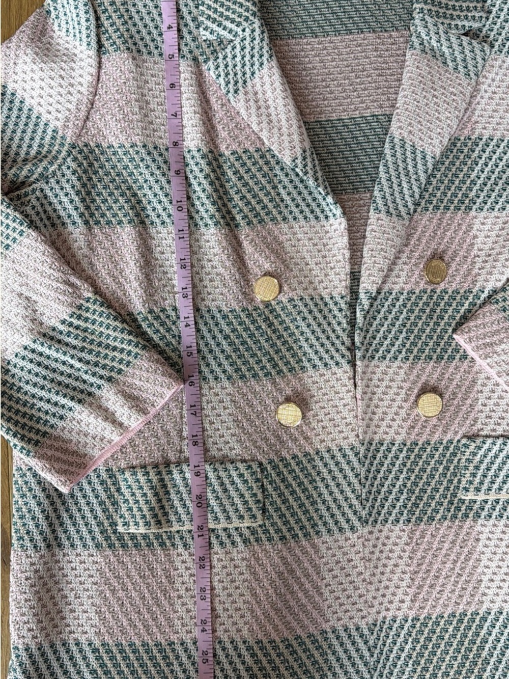 Misook Pink & Navy Plaid Blazer + Shorts Set XL Gold Buttons 💖💙 - Picture 12 of 16